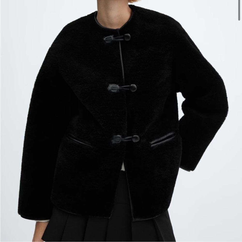 Mango Luxe Black Teddy Coat